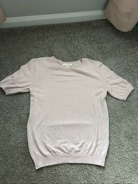 XS Light Pink Short-Sleeve Knit Top